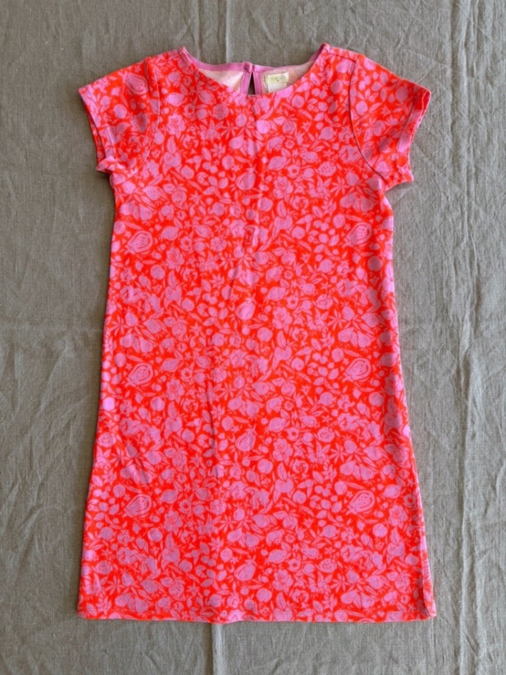 Crewcuts Shift Dress Pink Orange Floral 100% Cotton Girls Size 10